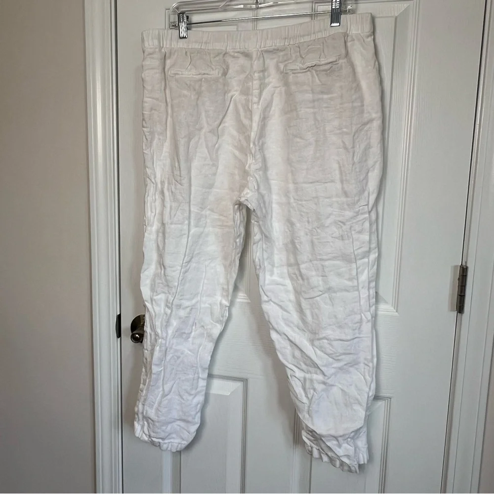 Zara White Linen-Blend Drawstring Pants